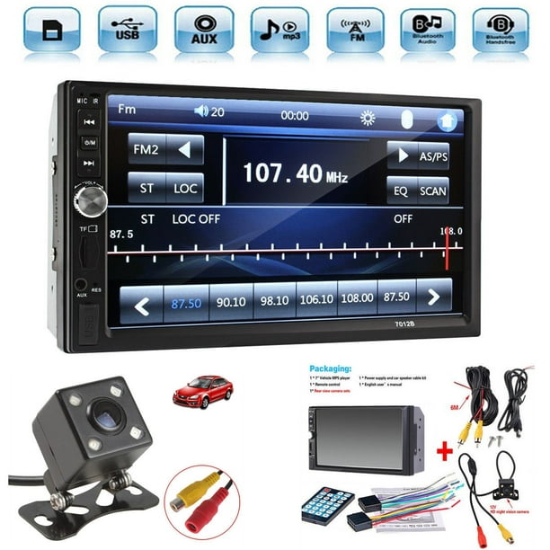 7" Touch Screen FM Radio Audio Stereo 2 Din Car MP5 Video Player  W/ 4LED Camera